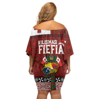 Tongan Christmas Family Matching Off Shoulder Short Dress and Hawaiian Shirt Kilisimasi Fiefia with Ngatu Art Tattoo