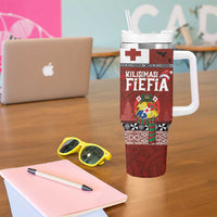 Tongan Christmas Tumbler With Handle Kilisimasi Fiefia with Ngatu Art Tattoo LT03 - Polynesian Pride