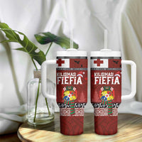 Tongan Christmas Tumbler With Handle Kilisimasi Fiefia with Ngatu Art Tattoo LT03 - Polynesian Pride