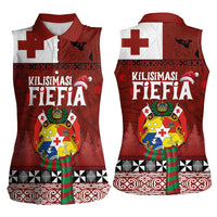 Tongan Christmas Women Sleeveless Polo Shirt Kilisimasi Fiefia with Ngatu Art Tattoo