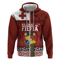 Tongan Christmas Zip Hoodie Kilisimasi Fiefia with Ngatu Art Tattoo LT03 Zip Hoodie Red - Polynesian Pride