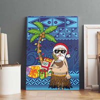 The Funny Santa Wears Sulu Christmas Canvas Wall Art Fijian Christmas Palm Tree With Masi Art Tattoo LT03 - Polynesian Pride