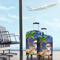 The Funny Santa Wears Sulu Christmas Luggage Cover Fijian Christmas Palm Tree With Masi Art Tattoo LT03 - Polynesian Pride