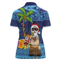 The Funny Santa Wears Sulu Christmas Women Polo Shirt Fijian Christmas Palm Tree With Masi Art Tattoo LT03 - Polynesian Pride