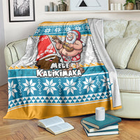 Hawaii Mele Kalikimaka Blanket Funny Santa and Coconut Mix Kakau Pattern LT03 - Polynesian Pride
