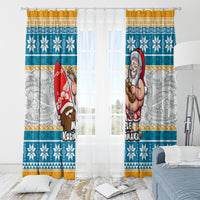 Hawaii Mele Kalikimaka Window Curtain Funny Santa and Coconut Mix Kakau Pattern LT03 - Polynesian Pride
