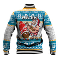 Custom Hawaii Mele Kalikimaka Baseball Jacket Funny Santa and Coconut Mix Kakau Pattern LT03 - Polynesian Pride