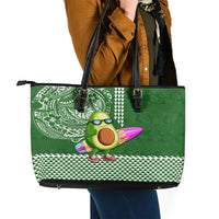 Hawaii Leather Tote Bag Aloha Funny Avocado Mix Kakau Hawaiian Tribal LT03 - Polynesian Pride