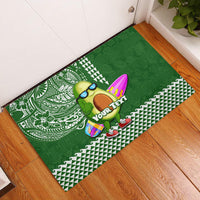 Aloha Avocado Funny Fruits Custom Rubber Doormat Mix Hawaiian Kakau Tribal LT03 Green - Polynesian Pride