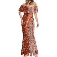 Hawaii Native Tapa Elements and Hibiscus Flowers Mermaid Dress LT03 - Polynesian Pride