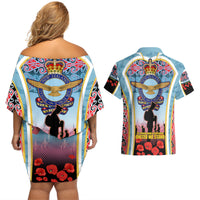 Royal New Zealand Air Force ANZAC Day Couples Matching Off Shoulder Short Dress and Hawaiian Shirt Te Tauaarangi o Aotearoa LT03 - Polynesian Pride
