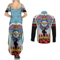 Royal New Zealand Air Force ANZAC Day Couples Matching Summer Maxi Dress and Long Sleeve Button Shirt Te Tauaarangi o Aotearoa LT03 - Polynesian Pride