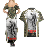 New Zealand and Australia ANZAC Day Couples Matching Summer Maxi Dress and Hawaiian Shirt Koala and Kiwi Bird Soldier Gallipoli Camouflage Style LT03 - Polynesian Pride