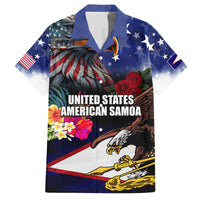 United States and American Samoa Family Matching Off Shoulder Maxi Dress and Hawaiian Shirt Bald Eagle Rose and Hibiscus Flower