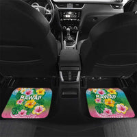 Hawaii Aloha Tropical Leaves and Flower Car Mats with Polynesian Art Tattoo Rainbow Color - Polynesian Pride