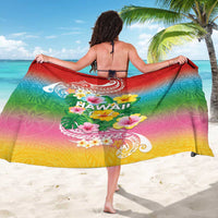 Hawaii Aloha Tropical Leaves and Flower Sarong with Polynesian Art Tattoo Rainbow Color - Polynesian Pride
