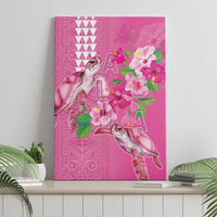 Hawaii Aloha Turtle Hibiscus and Leaves Canvas Wall Art with Polynesian and Kakau Tattoos Rose Color - Polynesian Pride