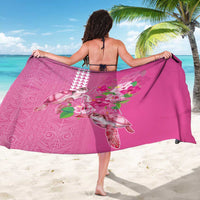 Hawaii Aloha Turtle Hibiscus and Leaves Sarong with Polynesian and Kakau Tattoos Rose Color - Polynesian Pride