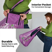 Hawaii Aloha Turtle Hibiscus and Leaves Grocery Bag with Polynesian and Kakau Tattoos Lilac Color - Polynesian Pride