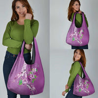 Hawaii Aloha Turtle Hibiscus and Leaves Grocery Bag with Polynesian and Kakau Tattoos Lilac Color - Polynesian Pride
