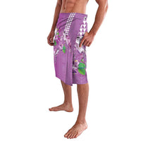 Hawaii Aloha Turtle Hibiscus and Leaves Lavalava with Polynesian and Kakau Tattoos Lilac Color - Polynesian Pride