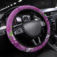 Hawaii Aloha Turtle Hibiscus and Leaves Steering Wheel Cover with Polynesian and Kakau Tattoos Lilac Color - Polynesian Pride