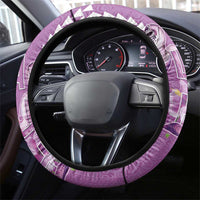 Hawaii Aloha Turtle Hibiscus and Leaves Steering Wheel Cover with Polynesian and Kakau Tattoos Lilac Color - Polynesian Pride