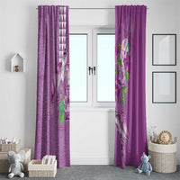 Hawaii Aloha Turtle Hibiscus and Leaves Window Curtain with Polynesian and Kakau Tattoos Lilac Color - Polynesian Pride