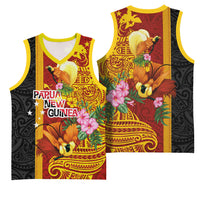 Papua New Guinea Independence Day Basketball Jersey Birds-of-Paradise Melanesian Tattoos Tropical Plants LT03 - Polynesian Pride