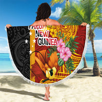 Papua New Guinea Independence Day Beach Blanket Birds-of-Paradise Melanesian Tattoos Tropical Plants LT03 - Polynesian Pride