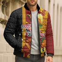 Papua New Guinea Independence Day Bomber Puffer Jacket Birds-of-Paradise Melanesian Tattoos Tropical Plants LT03 - Polynesian Pride