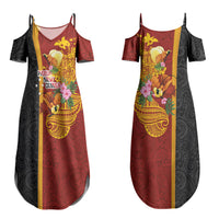 Papua New Guinea Independence Day Family Matching Summer Maxi Dress and Hawaiian Shirt Birds-of-Paradise Melanesian Tattoos Tropical Plants LT03 Mom's Dress Multicolor - Polynesian Pride