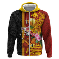 Papua New Guinea Independence Day Hoodie Birds-of-Paradise Melanesian Tattoos Tropical Plants LT03 Zip Hoodie Multicolor - Polynesian Pride