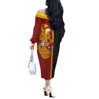 Papua New Guinea Independence Day Off The Shoulder Long Sleeve Dress Birds-of-Paradise Melanesian Tattoos Tropical Plants LT03 - Polynesian Pride