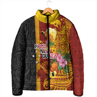 Papua New Guinea Independence Day Padded Jacket Birds-of-Paradise Melanesian Tattoos Tropical Plants LT03 - Polynesian Pride
