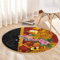 Papua New Guinea Independence Day Round Carpet Birds-of-Paradise Melanesian Tattoos Tropical Plants LT03 - Polynesian Pride