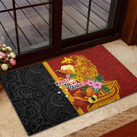 Papua New Guinea Independence Day Rubber Doormat Birds-of-Paradise Melanesian Tattoos Tropical Plants LT03 - Polynesian Pride