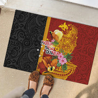 Papua New Guinea Independence Day Rubber Doormat Birds-of-Paradise Melanesian Tattoos Tropical Plants LT03 - Polynesian Pride
