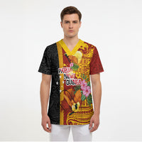 Papua New Guinea Independence Day Scrub Top Birds-of-Paradise Melanesian Tattoos Tropical Plants LT03 - Polynesian Pride
