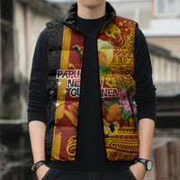 Papua New Guinea Independence Day Sleeveless Puffer Jacket Birds-of-Paradise Melanesian Tattoos Tropical Plants LT03 - Polynesian Pride