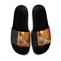 Papua New Guinea Independence Day Slide Sandals Birds-of-Paradise Melanesian Tattoos Tropical Plants LT03 Multicolor - Polynesian Pride