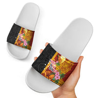 Papua New Guinea Independence Day Slide Sandals Birds-of-Paradise Melanesian Tattoos Tropical Plants LT03 - Polynesian Pride
