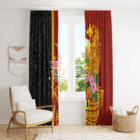Papua New Guinea Independence Day Window Curtain Birds-of-Paradise Melanesian Tattoos Tropical Plants LT03 - Polynesian Pride
