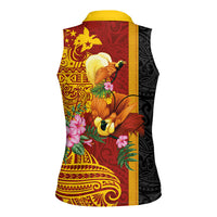 Papua New Guinea Independence Day Women Sleeveless Polo Shirt Birds-of-Paradise Melanesian Tattoos Tropical Plants LT03 - Polynesian Pride