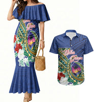 Guam Chamorro Couples Matching Mermaid Dress and Hawaiian Shirt Tribal Latte Stone and Seal Artwork Polynesian Patterns LT03 Multicolor - Polynesian Pride