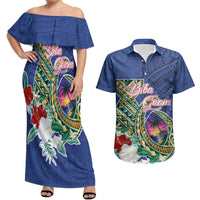 Guam Chamorro Couples Matching Off Shoulder Maxi Dress and Hawaiian Shirt Tribal Latte Stone and Seal Artwork Polynesian Patterns LT03 Multicolor - Polynesian Pride