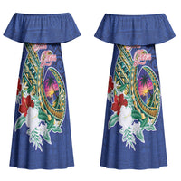 Guam Chamorro Couples Matching Off Shoulder Maxi Dress and Hawaiian Shirt Tribal Latte Stone and Seal Artwork Polynesian Patterns LT03 - Polynesian Pride
