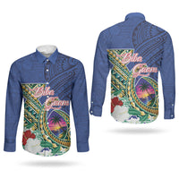 Guam Chamorro Couples Matching Off Shoulder Maxi Dress and Long Sleeve Button Shirt Tribal Latte Stone and Seal Artwork Polynesian Patterns LT03 - Polynesian Pride