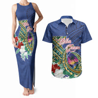 Guam Chamorro Couples Matching Tank Maxi Dress and Hawaiian Shirt Tribal Latte Stone and Seal Artwork Polynesian Patterns LT03 Multicolor - Polynesian Pride