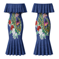 Guam Chamorro Family Matching Mermaid Dress and Hawaiian Shirt Tribal Latte Stone and Seal Artwork Polynesian Patterns LT03 Mom's Dress Multicolor - Polynesian Pride